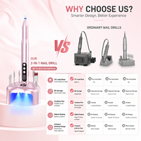 Machine à ongles électrique 2 en 1 avec lampe UV LED, base sans fil, stylo de manucure rechargeable pour le retrait du vernis gel, utilisation en salon