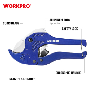 Coupe-tuyaux en PVC de qualité industrielle et bricolage <span class=keywords><strong>WORKPRO</strong></span>, capacité de 42 mm, outil à cliquet pour une coupe rapide à une main de tuyaux de 1-5/8 pouces - Product Image 2