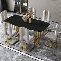 Table à manger en cuir Vantervi, style moderne et luxueux, avec dossier haut et 4 chaises, pour mariages, bureaux à domicile, bars, écoles, appartements