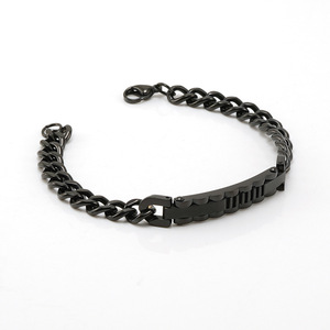 <b>Titanium</b> Steel Men's Bracelet 8MM Black Gold <b>Chain</b> Link Fashion Jewelry - Product Image 1
