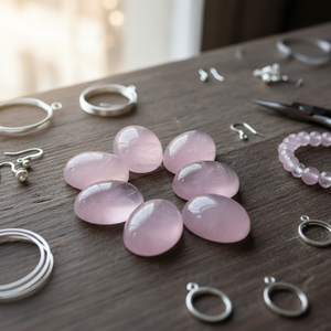 Cuarzo Rosa Natural Premium, Gema Suelta, Cabujón Ovalado Liso, Joyería - Pulsera, Collar, Colgante, Pendientes Hechos a Mano - Product Image 3