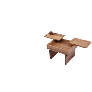 Wooden <b>Sofa</b> Armrest <b>Tray</b> Multifunctional Storage With Phone Holder And Remote Control Hook Type Rectangle Varnished Finish - Product Image 5