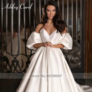 <span class=keywords><strong>Vestidos</strong></span> de Novia de Gala Ashley Carol para Mujer 2024, Satén, Manga Abullonada Desmontable, <span class=keywords><strong>Vestidos</strong></span> de Novia Sencillos con Escote Corazón - Product Image 3
