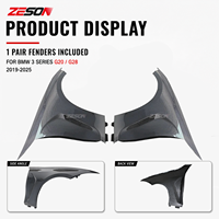 Ailes avant ZESON en fibre de carbone véritable style M3 pour BMW Série 3 G20 G28 M340i 330i berline gauche droite 2019+