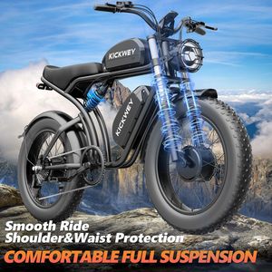 Nouveau vélo de route Aukk 48V 23Ah avec pneus larges 20*4.0 pouces, cadre noir, capacité de 150 kg, autonomie de 70-120 km, vélo électrique 48V 23Ah Aukk E - Product Image 4