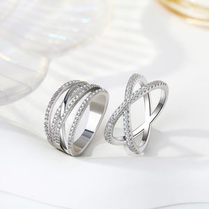 FY Modeschmuck Ringe Geschenk Versprechen Diamant Zirkon Schichten Twisted Inter twined Wire X Multi Wire Ring für Frauen Männer - Product Image 1