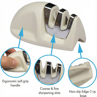 Aiguiseur de cuisine manuel portable 2-en-1 à double affûtage diamanté, grossier et fin, 2 étapes, écologique, pour un rangement facile