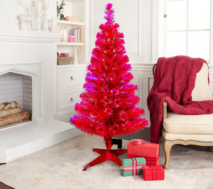 Arbre de Noël artificiel en fibre optique rouge G&L de 3,5 pieds, lumières LED changeantes de couleur, respectueux de l'environnement, utilisation en intérieur, adaptateur USB basse tension - Product Image 4