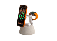 KUANGXIANG Cargador Inalámbrico Súper Rápido Qi22 de 25W con Altavoz para Teléfono Móvil, Auriculares, Reloj Inteligente, con Luz Nocturna de Cabecera y Soporte