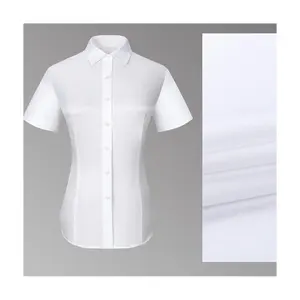 Simple Fashion Anti-Pilling Sustainable Blank Plain Cotton Short Sleeve Casual Women'S Blouse Dress Shirt