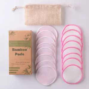 Eco Friendly Removedor De Maquiagem De Fibra De Bambu Reutilizável Almofadas De Algodão De Bambu Removedor De Maquiagem Limpeza Almofadas De Algodão Cosmético