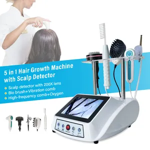 Máquina portátil 5 em 1 para recrescimento de cabelo e limpeza do couro cabeludo, máquina de spa para análise de cabelo