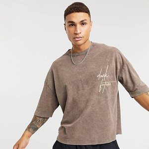 T-shirt vintage uni respirant anti-boulochage en coton 100% délavé à l'acide, coupe ample et surdimensionnée, broderie de logo personnalisée, qualité OEM supérieure - Product Image 6