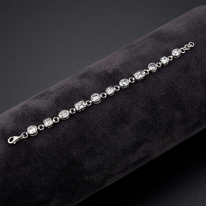 Art Palace Silver Plated Chain <b>Bracelet</b> With Round <b>Crystal</b> Rhinestones Classic Women's Jewelry - Product Image 1