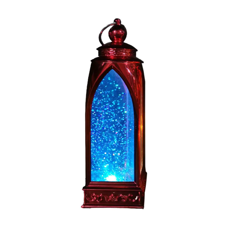 Hotsale Warm Wit Led Licht Geanimeerde Cartoon Kristal Oude Huisdecoratie Familie Gift Xmas Quadrate Glitter Waterlantaarn Lamp