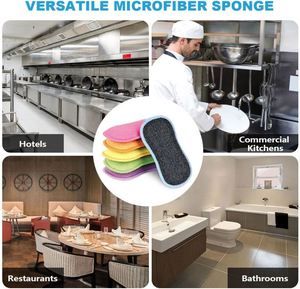 Éponge de nettoyage en microfibre double face pour la vaisselle, réutilisable, pour la cuisine, vente en gros - Product Image 4