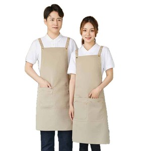 ผ้ากันเปื้อนผ้าแคนวาสแบบสายไขว้ ขนาดเดียว กันน้ำ สำหรับร้านขนมหวาน ร้านผลไม้ ชุดทำงาน - Product Image 2