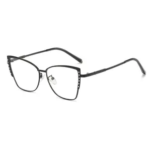 Chất lượng cao ảnh chromic chống ánh sáng màu xanh Chặn kính phụ nữ Cat Eye Glasses Khung chống Lumiere