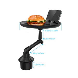 Support de tasse pliable manuel noir personnalisé Huyo, rotatif à 360°, réglable, multifonctionnel, avec plateau de rangement et extension pour porte-gobelet - Product Image 2