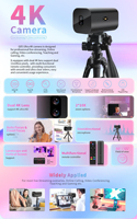 Profesyonel Ultra HD 4K Webcam USB arayüzü kamera çift 4K Lens ile otomatik odaklama 10x Zoom yayın spor etkinlikleri için