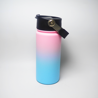Bouteille d'eau isotherme à double paroi en acier inoxydable personnalisée pour adultes, 15 oz, avec couvercle à clapet breveté et poignée amovible