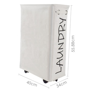 Giỏ Đựng Đồ Giặt Góc Tối Màu Xám Thiết Kế Mới Giỏ Cuốn Mỏng Giỏ Đựng Quần Áo Lưới Hẹp Có Bánh Xe - Product Image 1