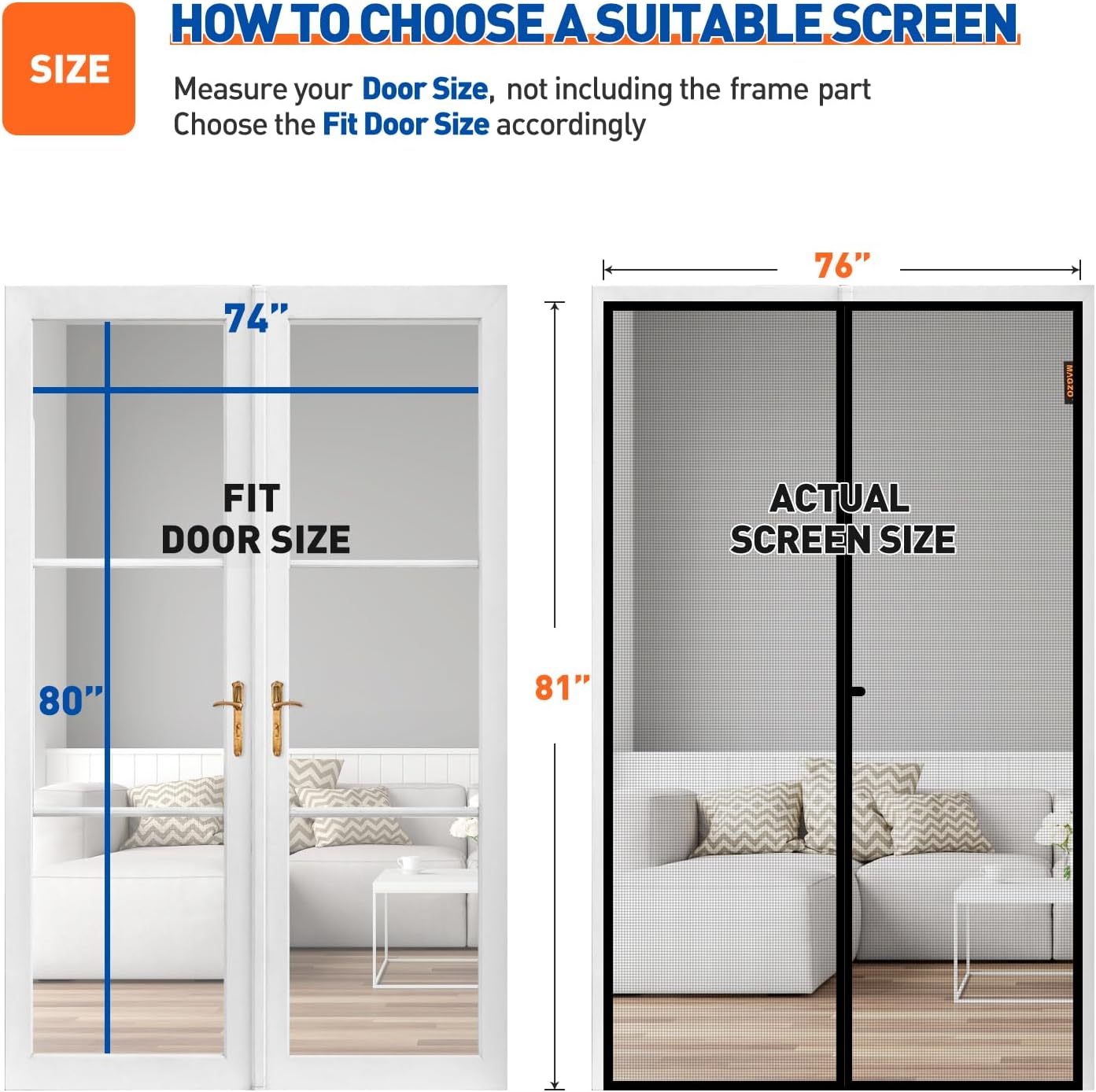 Strong Magnet Retractable Screen Magnetic Door Screen Size 76" X 81"Heavy Duty Fiberglass Door Mesh · image 3