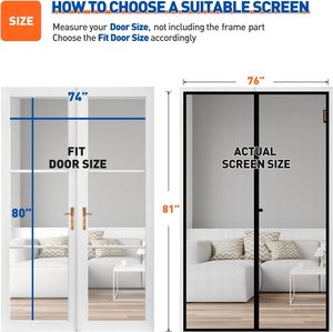 Strong Magnet Retractable <strong>Screen</strong> Magnetic <strong>Door</strong> <strong>Screen</strong> Size 76" X 81"Heavy Duty Fiberglass <strong>Door</strong> <strong>Mesh</strong> - Product Image 3