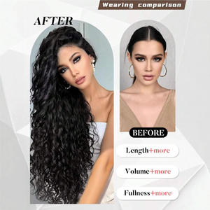 Extensions de cheveux longs bouclés de luxe, lot de 7 pièces, cheveux synthétiques ondulés effet eau pour femmes, matériau résistant à la chaleur - Product Image 4
