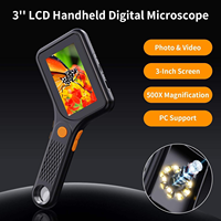 Mikroskop Digital Hen Hao untuk Dewasa 500X Genggam Saku USB 2MP Layar HD Pembesar Koin Portabel 8 LED yang Dapat Disesuaikan Kaca 3-Inci