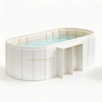 Baignoire pliante pour spa à domicile de 170 cm et 300 L avec table de soutien latérale intégrée, baignoire isolée en PVC