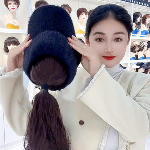 วิกผม Xingyuan แบบคลุมทั้งศีรษะ พร้อมหมวกเบสบอลเปิดด้านบนแบบมีพู่ห้อย หางม้าสูง ผมยาวหยิกแบบติดกาวในตัว - Product Image 3