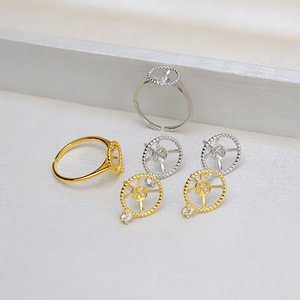 Accessoires DIY en argent S925 faits à la main, ensemble de boucles d'oreilles et de bagues simples pour femme, support vide pour perles, torsades de pâte frite, sac 1324 - Product Image 1