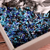 Tubes irisés en verre OEM or et argent, et strass perlés cousus à la main