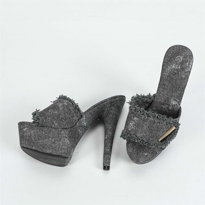 2025 Summer Series Denim Blue High Heel Fashion <b>Sandals</b> for Women Thick Sole Height Increasing for Party Stage High Heel - Product Image 6