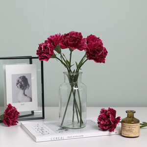 Ruilisi - Mini Clavel Artificial de Tallo Único, Color Rojo Brillante, Flor de Seda Realista para Decoración del Hogar y Bodas - Product Image 2