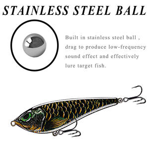 OEM 40.5g <span class=keywords><strong>Pike</strong></span> <span class=keywords><strong>Jerkbait</strong></span> 13cm Leurre dur ABS de plongée profonde avec yeux 3D et boules de hochet en acier Action de naufrage pour brochet et carpe - Product Image 3