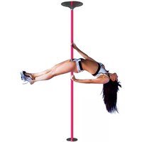 Barra de Baile de 7.5 a 9 Pies sin Taladro para el Hogar, Barra de Ejercicio de Acero Inoxidable, Silicona Morada para Pole Dance