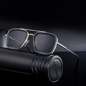 Lunettes de soleil à monture carrée, branches en métal, protection UV400, unisexe, pour l'extérieur, pare-soleil de classe 2, monture en plastique et métal - Product Image 2