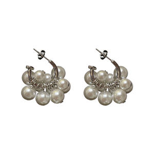 Pendientes de Aro con Perlas Blancas Redondas de Grado AA, Plata, para Uso Diario, con Engaste de Garra, 2022 - Product Image 5