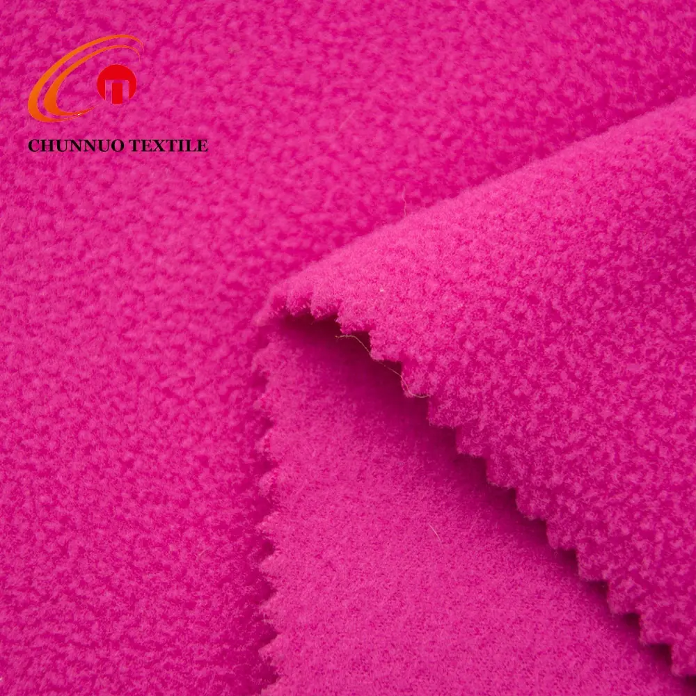 Chunnuo Weft Knitted 100% Polyester fabric Dty Yarn Single Brushed Polar Fleece Solid colour For Coat