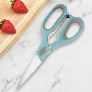 <b>Kitchen</b> <b>Scissors</b> Stainless Steel Heavy Duty Multi Functional For Cutting Meat Bone Nut With Blue Handle - Product Image 2
