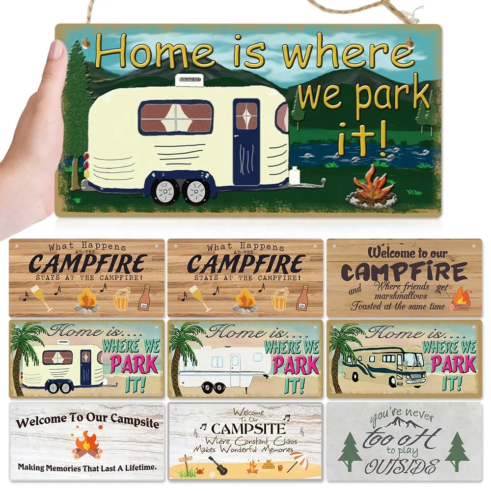 Putuo décor de Camping panneau mural suspendu Plaque de bois RV avec trou décor de Camping