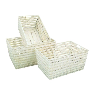 Modern Hand-Woven Eco-Friendly Palm Leaf Rectangle Storage <b>Basket</b> Multifunction Bread & Goods <b>Tray</b> - Product Image 3
