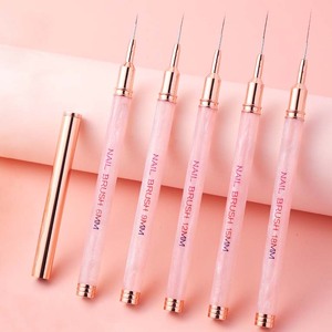 Pinceaux de manucure professionnels à manche acrylique rose, en nylon fin, pour nail art, 6mm, 9mm, 12mm, 15mm, 18mm - Product Image 5