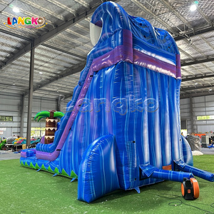 Tobogán Acuático Inflable Comercial Grande Azul con Palmera de Coco para Patio Trasero, Tobogán Acuático Inflable para Adultos - Product Image 5