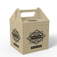 Lebensmittelechte Flache Faltbare Kraftpapier-Box mit Griff, Umweltfreundliche Bedruckbare Takeaway-Box für Burger, Kuchen und Mittagessen