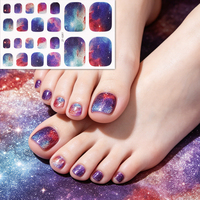 Stiker Kuku Kaki Kustom Grosir Label Pribadi Galaxy Starry Sky, Tahan Air, Tahan Lama, OEM ODM, Dekal Kaki