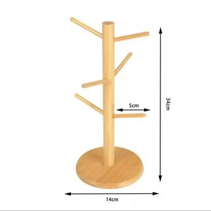 Support à tasses en bois avec 6 crochets amovibles pour comptoir de cuisine - Product Image 4