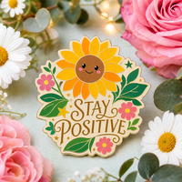 Promotion : Broches de revers florales en gros, mignonnes, en métal, style dessin animé, badges personnalisables avec LOGO, lettres, tournesol, émail dur, motif positif
